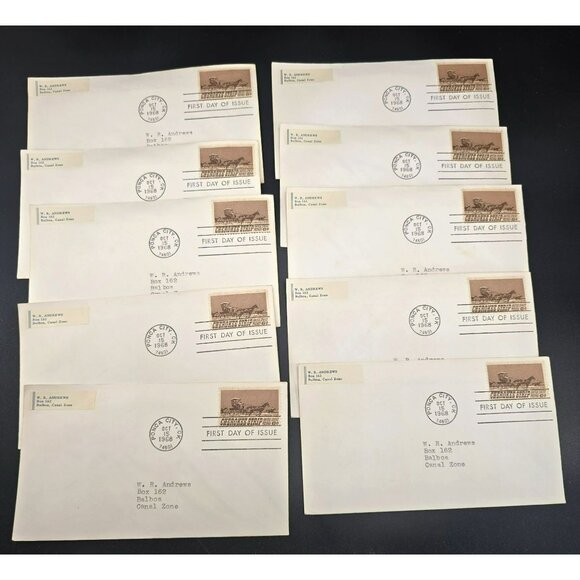 1968 Cherokee Strip First Day Of Issue Envelopes and Stamps Lot of 10 LI3010 - Picture 1 of 7